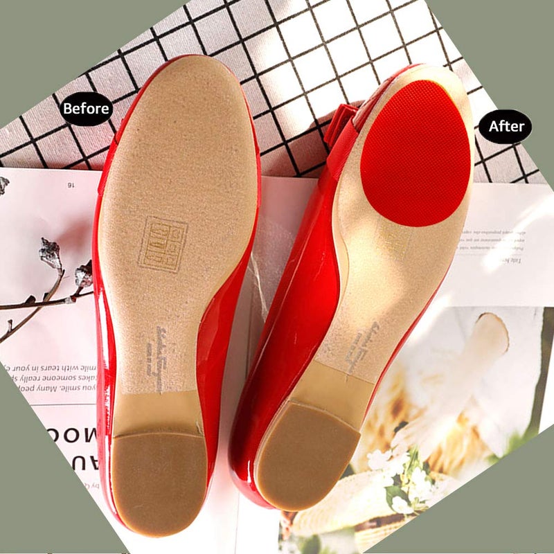 Feeke Non Slip Shoes Pads Self-Adhesive Shoe Grips Rubber Anti-Slip Shoe Grips Sole Stick Protector (Red-3Pairs) - Image 2
